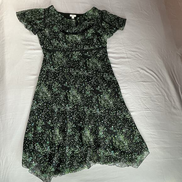 Long Fairy Dress 18W Black with Polka Dots Flutter Sleeves Ethereal Whimsigoth - Picture 11 of 11